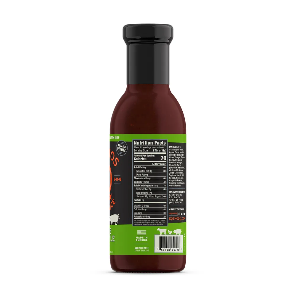 KOSMOS Q SWEET APPLE CHIPOTLE BBQ SAUCE, 439 g