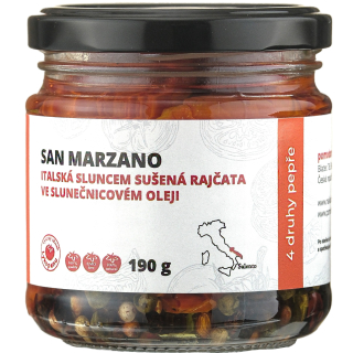Rajčata San Marzano 4 druhy pepře naložená v oleji 190g